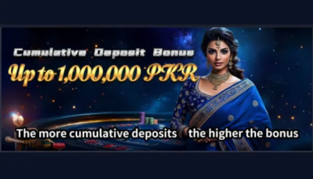 Promotional banner for Bet345PK game offering up to 1,000,000 PKR cumulative deposit bonus.