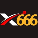 logo of x666 game with a cricket ball design and black background