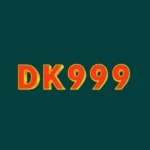 dk999 game logo with simple red and yellow text on a dark background