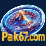Pak67 game official logo featuring a glowing roulette wheel design